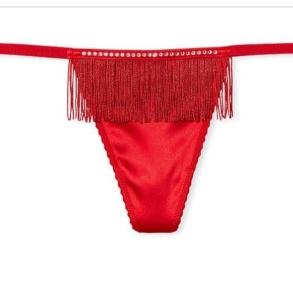 Victoria secret Fringe v-string panty red New With tags - Picture 3 of 4